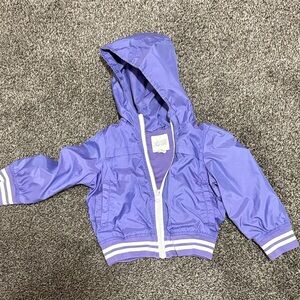 Purple Hooded Jacket with White Stripes